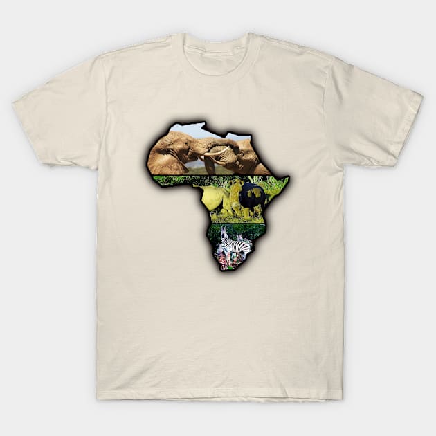 African Wildlife Continent Collage T-Shirt by PathblazerStudios